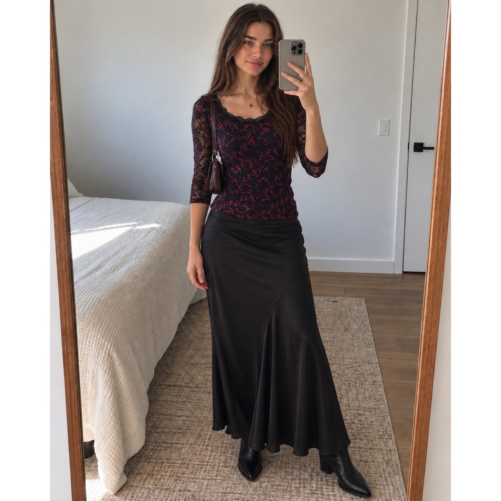 Venus Womens Lace Top Small Black Red Floral Whimsigoth Vampy Dark Romantic